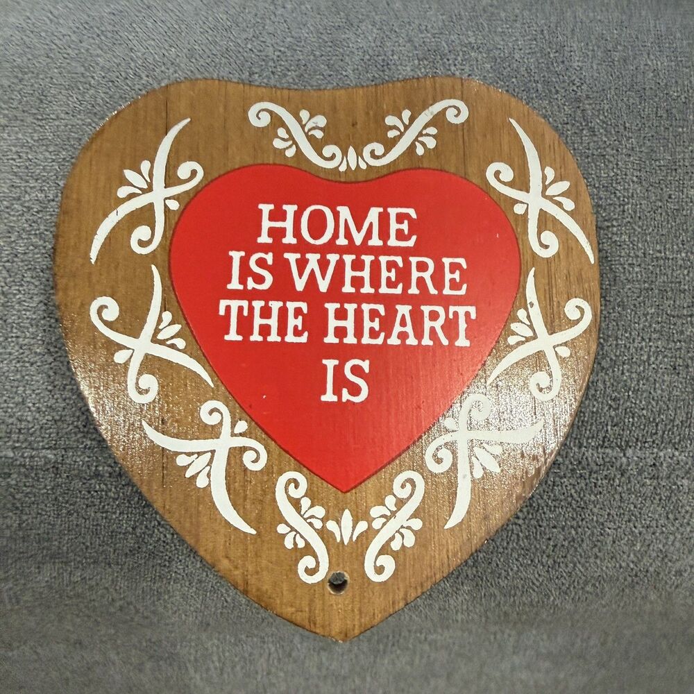 Vtg Wooden Heart Home Sweet Home Wall Plaque 78-009 House of Lyod CottageCore G1